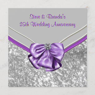 Silver Lila 25. Hochzeitstag Party Einladung