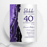 Silver Lila Agate Überraschung 40. Geburtstag Einladung<br><div class="desc">Lila und silberfarben überraschen 40. Geburtstag Party Einladung. Elegantes modernes Design mit Aquarellfarben-marmorgeode Hintergrund,  Imitate Glitzer Silber und Typografie Skript-Schriftart. Die trendige Einladungskarte eignet sich perfekt für eine stilvolle Damenfeier. Gedruckte Zazzle Einladungen oder Sofortdownload digitalen druckbaren Vorlage.</div>