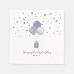 Silver & Lila Balloons, Confetti Girl Geburtstag Serviette