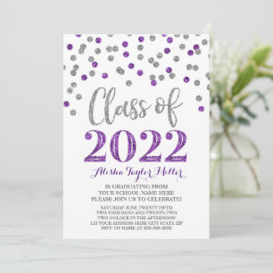 Silver Lila Confetti Graduation Party 2022 Einladung