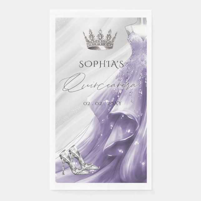 Silver Lila Dress Princess Quinceañera Serviette (Vorderseite)