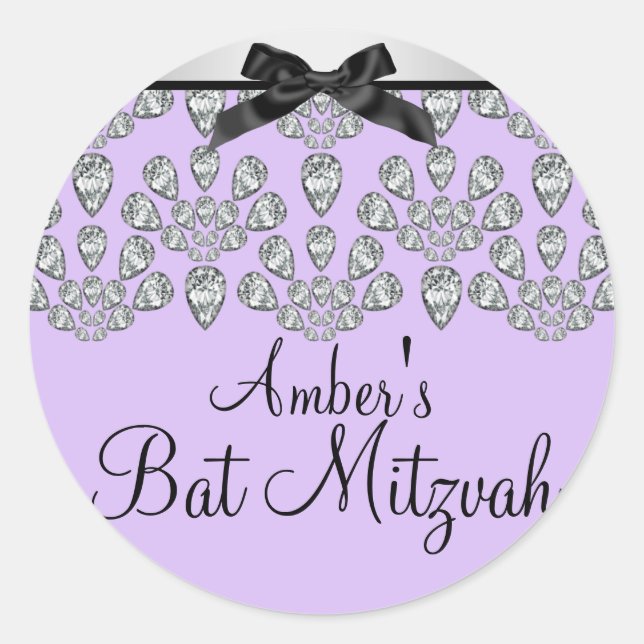 Silver/Lila Forever Diamonds Bat Mitzvah Sticker (Vorderseite)