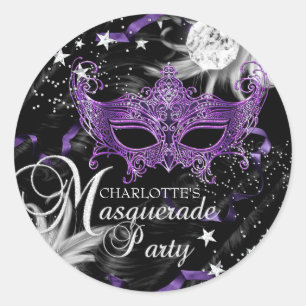Silver Lila Mask Star Night Masquerade Sticker