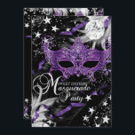 Silver Lila Mask Star Night Masquerade Sweet 16 Einladung<br><div class="desc">Silver & Lila 16 . Geburtstag Masquerade Geburtstagsfeier Einladung. Hübsche lila Diamantmaske & Federschmuck. Bitte beachten: Alle flachen Bilder!</div>