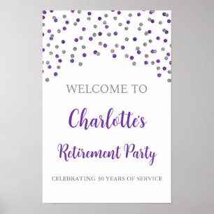 Silver Lila Retirement Party Custom 12x18 Poster