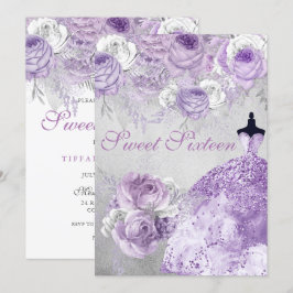 Silver Lila Rose Glitzer Gown Sweet 16 Einladung