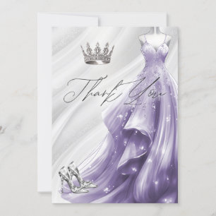 Silver Lila Sparkle Dress Quinceañera Vielen Dank Einladung