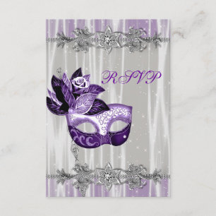 Silver Lila Sparkle Lila Masquerade Party UAWG RSVP Karte