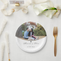 Silver Lilie Foto Wedding Paper Plate