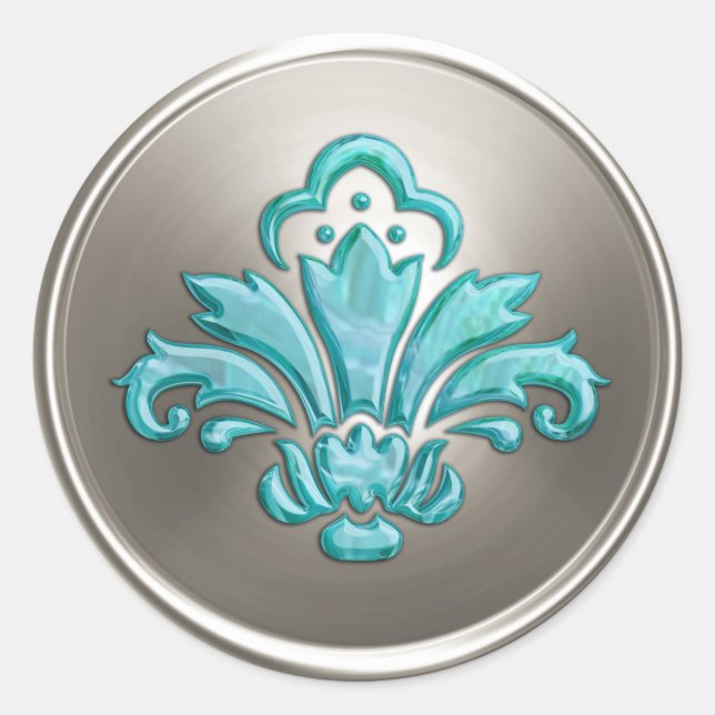 Silver Lilie Umschlag Aufkleber Embossed Look (Vorderseite)