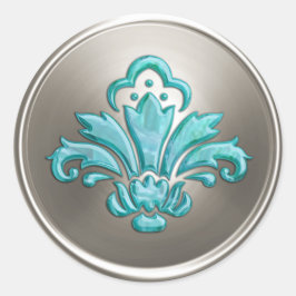 Silver Lilie Umschlag Aufkleber Embossed Look