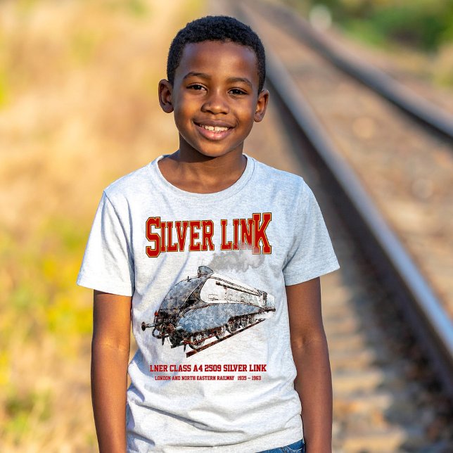Silver Link - LNER Class A4 2509 Steam Train Loco T-Shirt (Silver Link - LNER Class A4 2509 Steam Train Locomotive. Boy Basic T-Shirt)