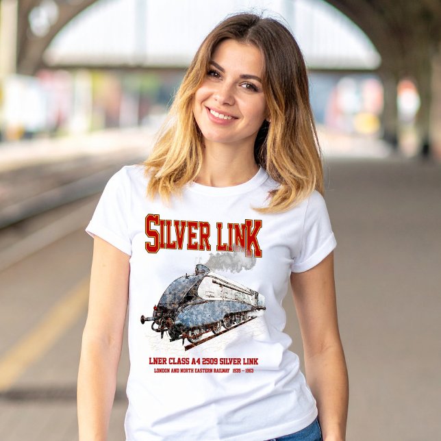 Silver Link - LNER Class A4 2509 Steam Train Loco T-Shirt (Silver Link - LNER Class A4 2509 Steam Train Locomotive. Womens Basic T-Shirt)