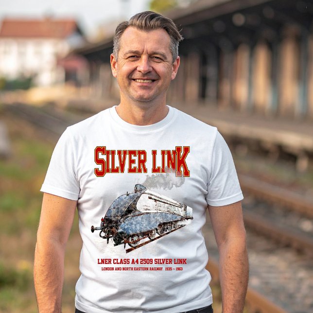 Silver Link - LNER Class A4 2509 Steam Train Loco T-Shirt (Silver Link - LNER Class A4 2509 Steam Train Locomotive. Mens Basic T-Shirt)
