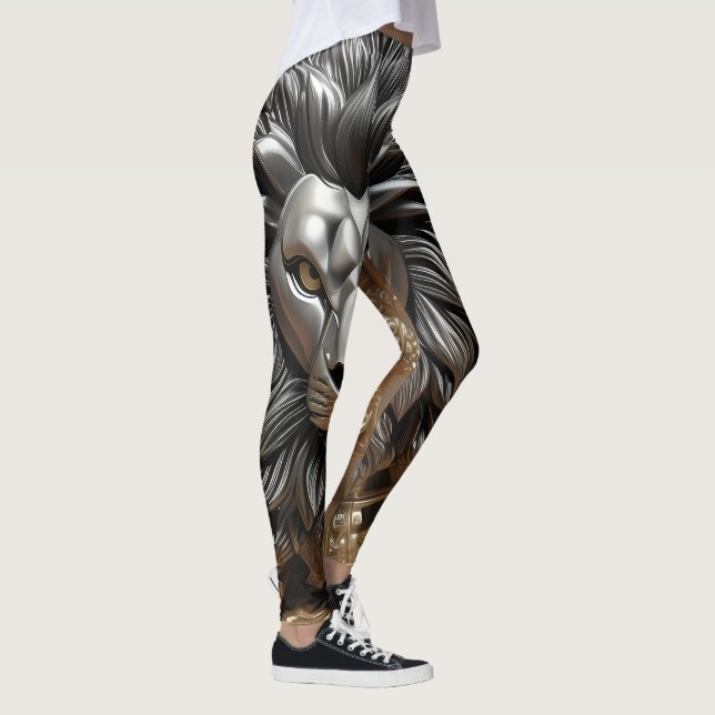 Silver Lions Head Design Leggings (Rechts)