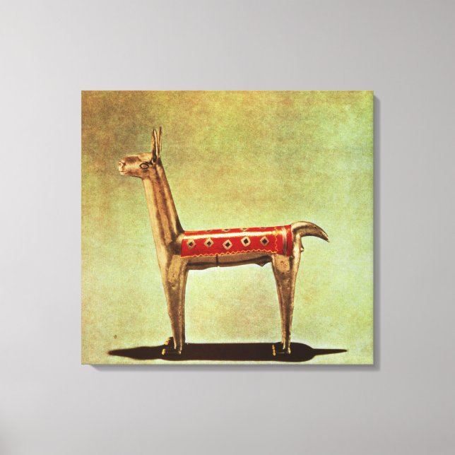 Silver Llama Figurine, aus Peru, nach 1438 Leinwanddruck (Vorderseite)