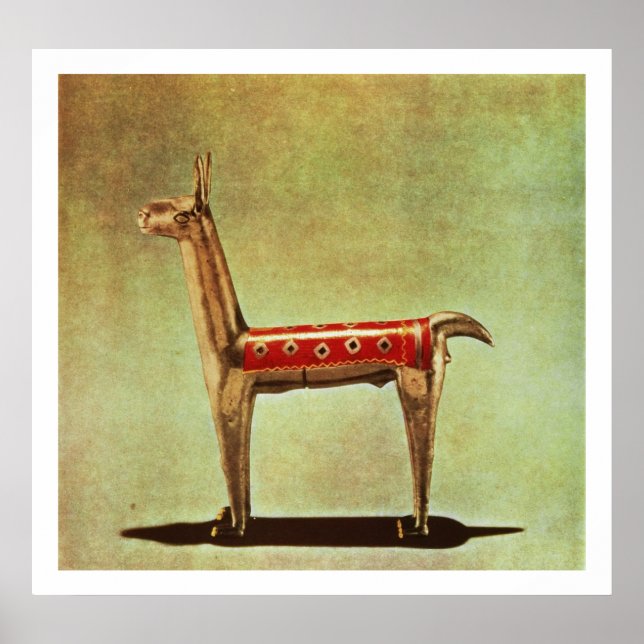 Silver Llama Figurine, aus Peru, nach 1438 Poster (Vorne)