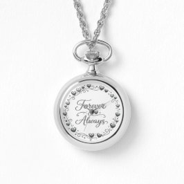 Silver locket watch "Forever Always" with heart de Armbanduhr