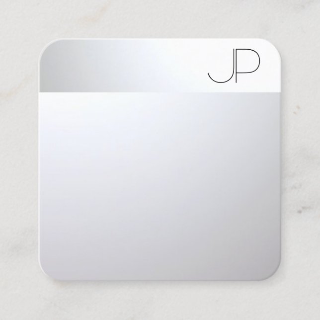 Silver Look Moderne elegante Berufliche Vorlage Quadratische Visitenkarte (Vorderseite)