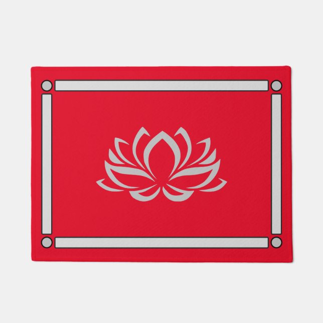 Silver Lotus auf Cherry Doormat Fußmatte (Vorderseite)