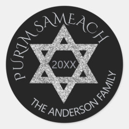 Silver Magen David Custom Purim jeden Urlaub Runder Aufkleber