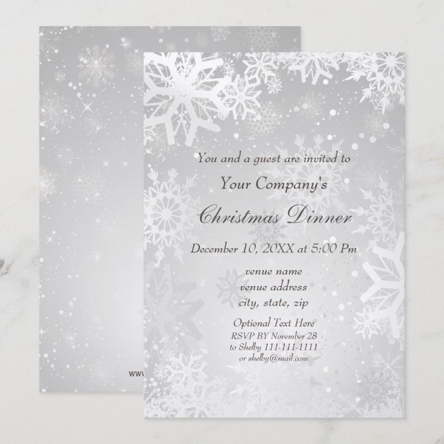 Silver Magical Holiday Party Einladung (Vorne/Hinten)