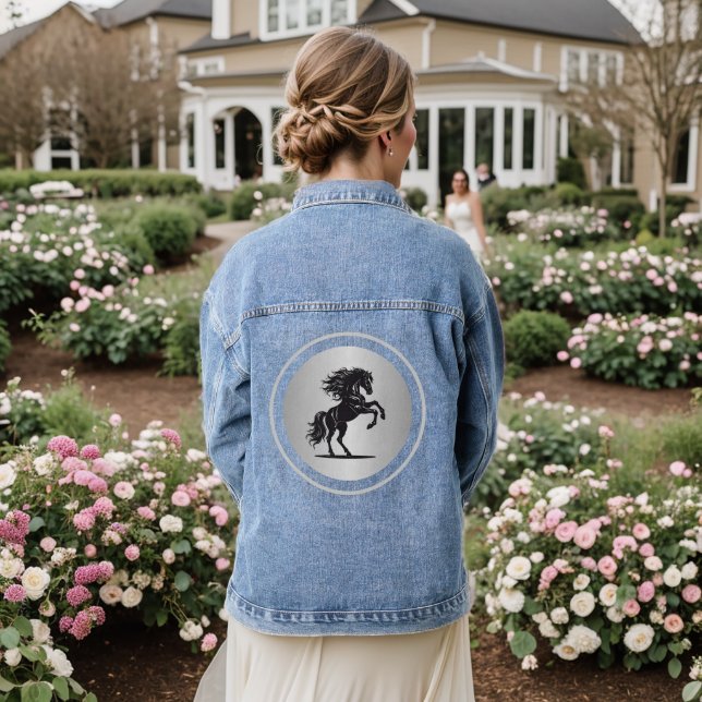 Silver Majestic Bucking Horse Denim Jacket (Mariage Retour)