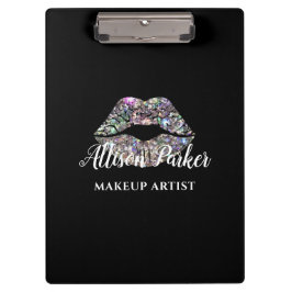 Silver MAKEUP ARTIST Logo Kiss Name Klemmbrett