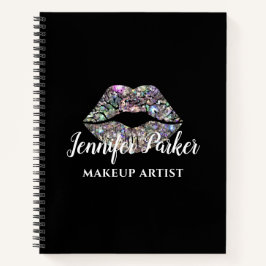 Silver MAKEUP ARTIST Logo Kiss Name Notizbuch