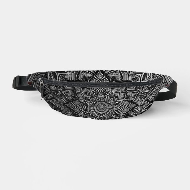 Silver Mandala Fanny Pack Bauchtasche (Vorderseite)
