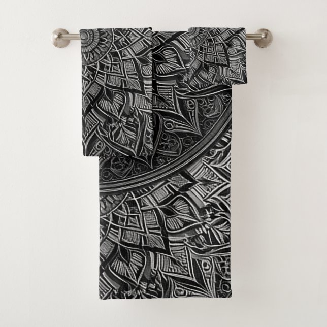 Silver Mandala Towel Set (Insitu)