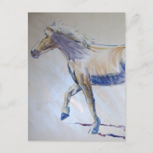 Silver Mane Horse Walking Akrylic Painting Postkarte