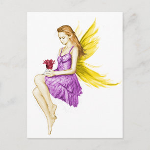 Silver Maple Tree Fairy Holding Blume Postkarte