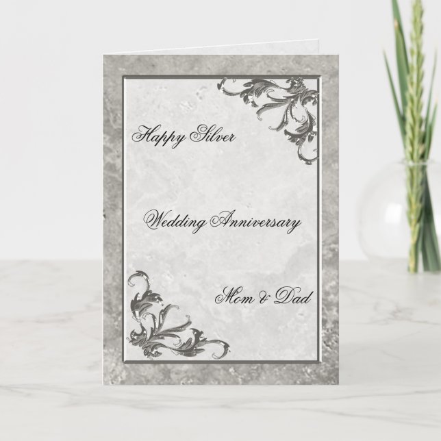 Silver Marble 25. Wedding Anniversary Card Karte (Vorderseite)