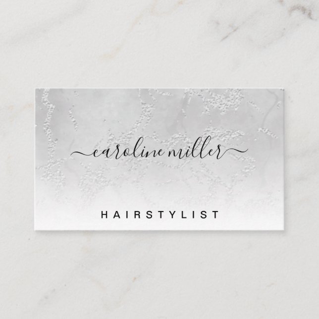 Silver Marble Foil Elegante Makeup Beauty Salon Visitenkarte (Vorderseite)