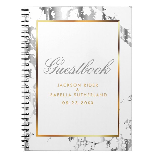 Silver Marble, Gold & White - Gästebuch Notizblock (Vorderseite)