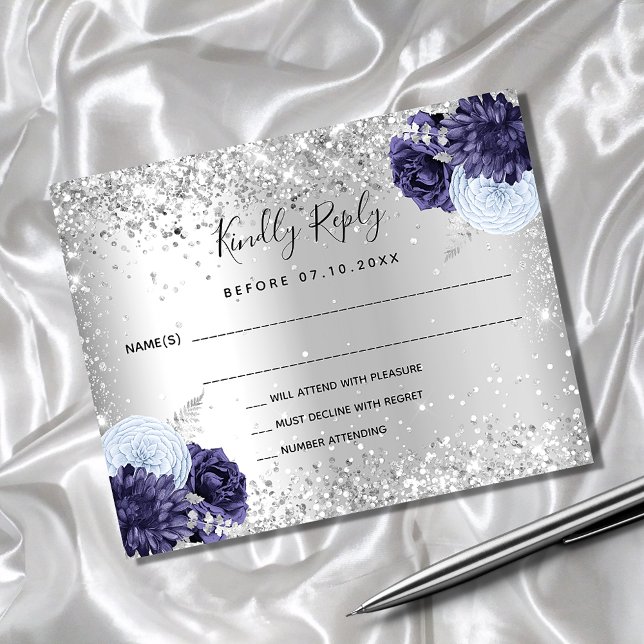 Silver Marine Blumengestelle Budget Hochzeit RSVP  Flyer (Von Creator hochgeladen)