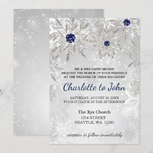 Silver Marine Schneeflocken Winterhochzeit Einladu Einladung