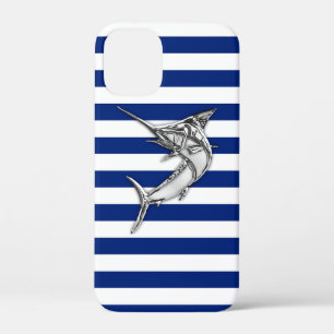 Silver Marlin Schwertfisch auf Marine Strips Case-Mate iPhone Hülle