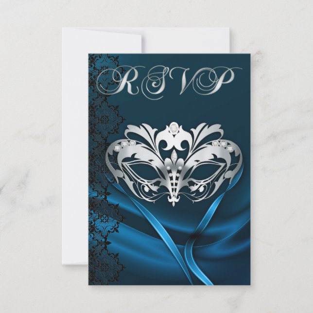 Silver Masquerade Blue Jewele UAWG Einladung (Vorderseite)