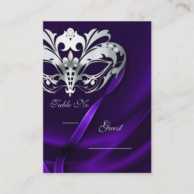 Silver Masquerade Lila Jewelier Platzkarte (Vorderseite)