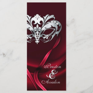 Silver Masquerade Red Jeweled Wedding Program Programm