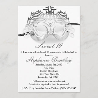 Silver Masquerade Sweet 16 Geburtstag Einladung
