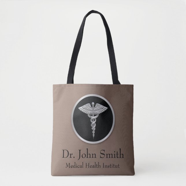 Silver Medical Caduceus - All-over-Print Tote Bag Tasche (Vorderseite)