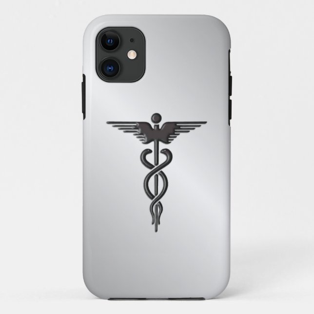 Silver Medical Caduceus Case-Mate iPhone Hülle (Rückseite)