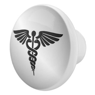 Silver Medical Caduceus Keramikknauf