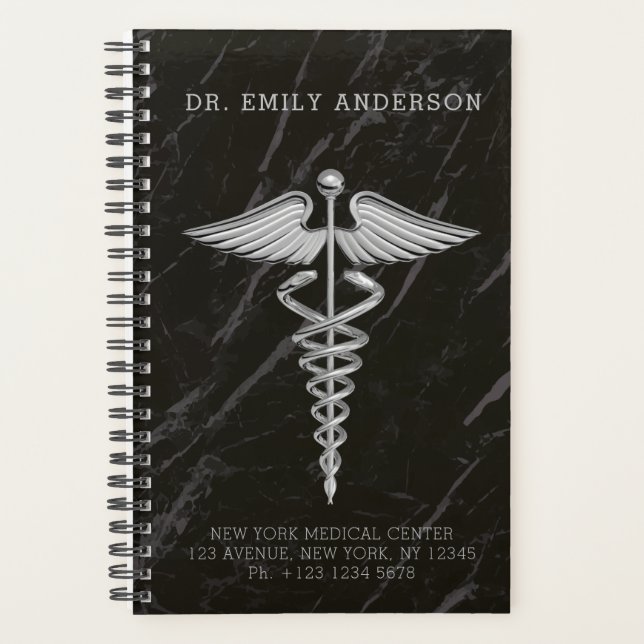 Silver Medical Caduceus Terminierungsbuch Planer (Vorderseite)