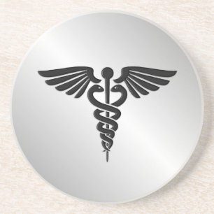 Silver Medical Caduceus Untersetzer