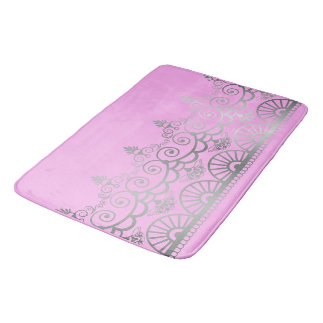Silver Mehndi - Bath Mat Badematte (Schrägansicht)