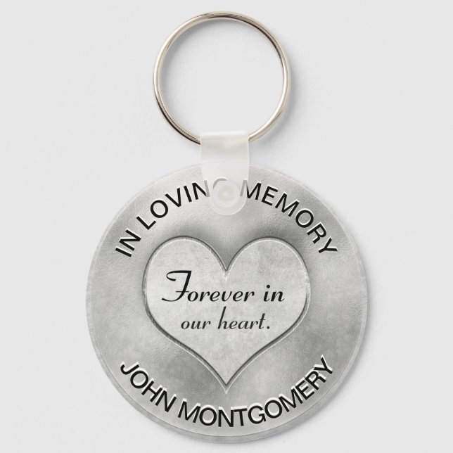 Silver Memorial Heart Schlüsselanhänger (Vorderseite)